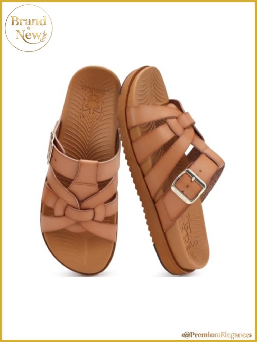 Gladiator Sandals with Arch Support Faux Leather Comfort Flats